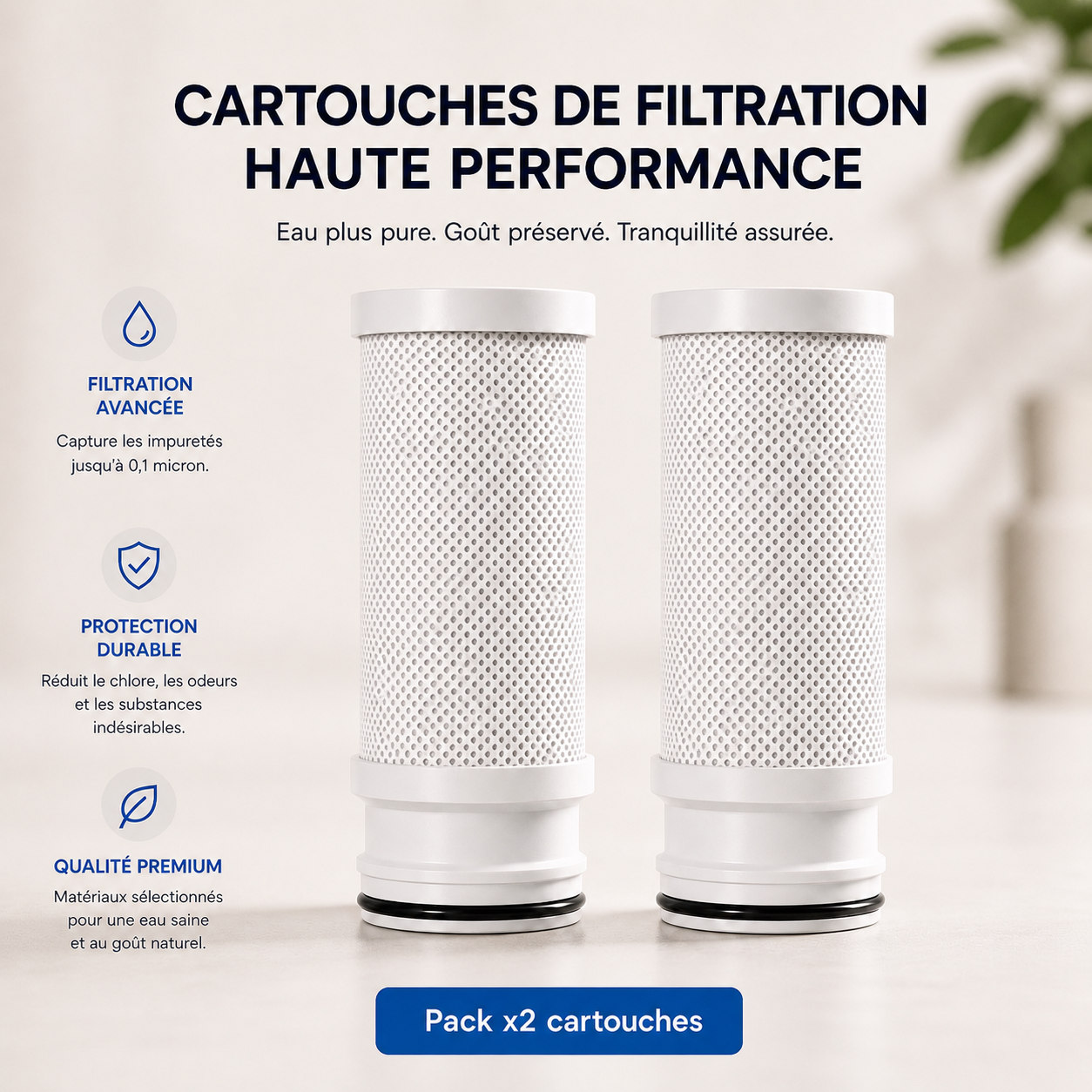 Pack de 2 cartouches filtrantes de rechange Clairiva