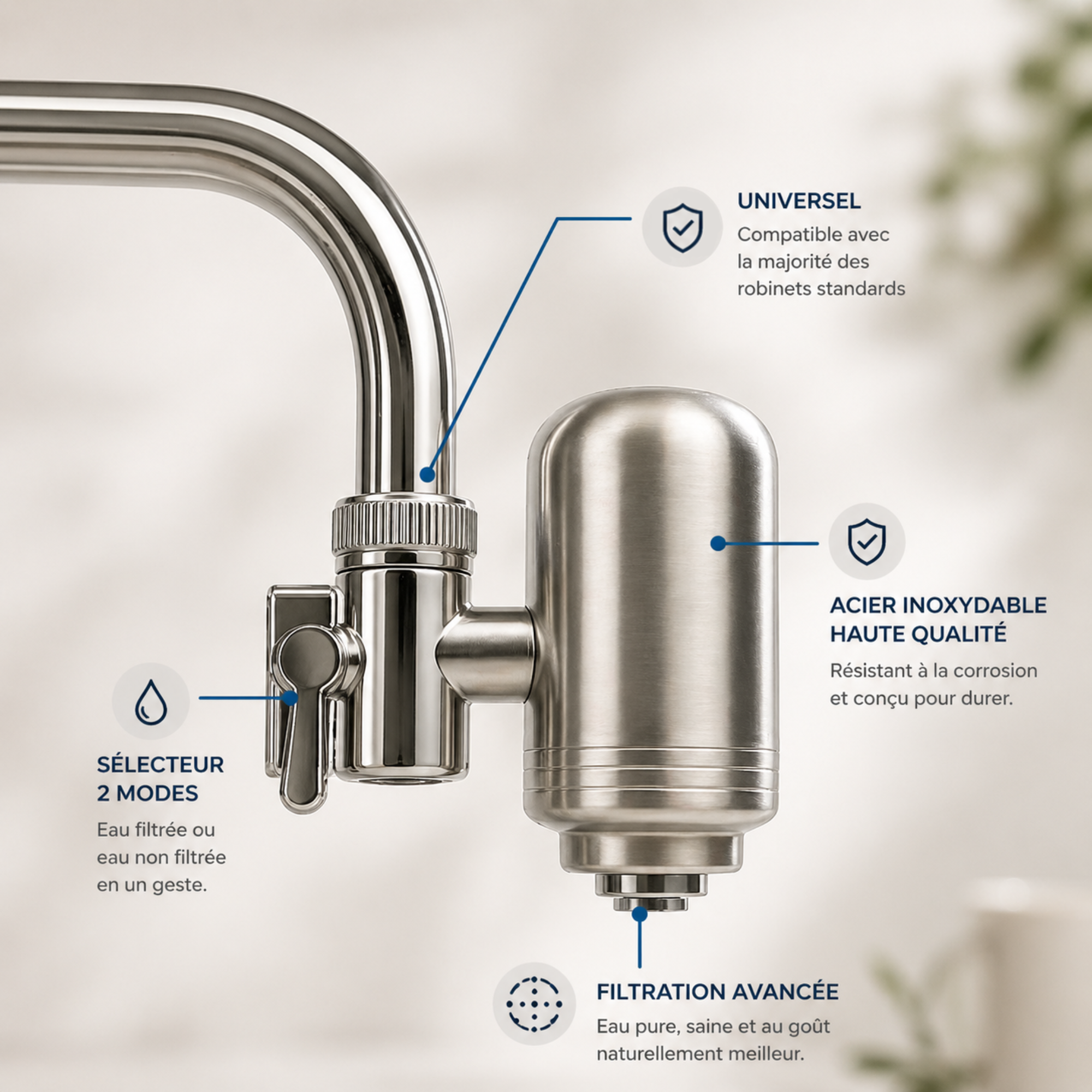 Système de Filtration pour Robinet Clairiva + 2 cartouches filtrantes